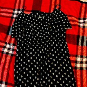 Cami Dress, black with white flowers